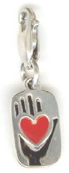 Sterling Silver 15x8mm Heart in Hand Pendant